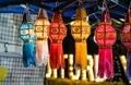 Colorful Lanna lantern, traditional northern Thai style lamp, Chiang Mai, Thailand