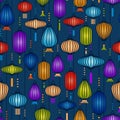 Colorful lanterns hanging verticaly pattern