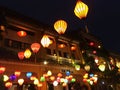 Colorful lanterns at night