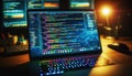 Colorful Laptop Display with Programming Code at Night Royalty Free Stock Photo