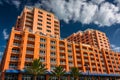 Colorful large hotel in Clearwater Beach, Florida. Royalty Free Stock Photo