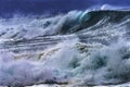 Colorful Large Wave Waimea Bay North Shore Oahu Hawaii