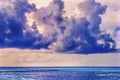 Colorful Large White Cloud Boat Blue Water Moorea Tahiti