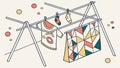 Colorful Laundry Day: Clothes Drying on Rack, vector design Generative AI Royalty Free Stock Photo
