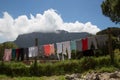 Colorful laundry with view on Table Mountain