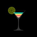 Colorful layered cocktail drink icon. Vector illustration isolated on black