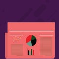 Colorful Layout Design Plan of Text Lines, Bar, Linear and Pie Chart Diagram for Account Status Newsletter. Creative