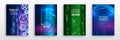 Colorful layout futuristic brochures, flyers, placards. Contemporary science and digital technology concept. Vector template for Royalty Free Stock Photo