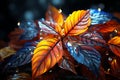 Colorful leaf motif glows in dim room, casting a lively, artistic ambiance