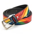 Colorful leather belt on white background Royalty Free Stock Photo