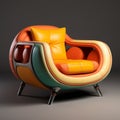 Colorful Leather Chair With Futuristic Spacecraft Design