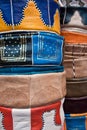 Colorful leather cushions or pouffes Royalty Free Stock Photo