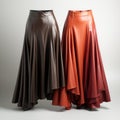 Colorful Leather Skirts: Flowing Silhouettes In Crimson And Brown