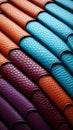 Colorful leather texture captured in a mesmerizing closeup shot