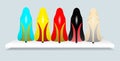 Colorful Leather Woman High Heel Shoes. Vector Illustration