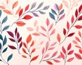 Colorful leaves branches are line art and shapes in a light rose background.