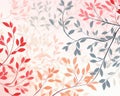 Colorful leaves branches are line art and shapes in a light rose background.