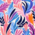 Colorful Leaves And Buds Seamless Pattern By Matisse