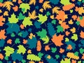 Colorful leaves seamless pattern. Autumn falling leaves, leaf fall. Oak and maple. Design for wrapping paper, print, fabric Royalty Free Stock Photo