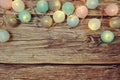 Colorful LED cotton ball decorative on wooden background Royalty Free Stock Photo