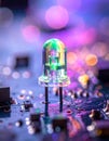 Colorful LED Illuminates a Modern Circuit Board Royalty Free Stock Photo