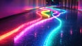 Colorful LED light pathway in a modern space Royalty Free Stock Photo