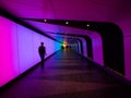 Colorful LED lights art wall tunnel underground subway underpass in Kings Cross St Pancras train station London GB UK Royalty Free Stock Photo