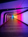 Colorful LED lights art wall tunnel underground subway underpass in Kings Cross St Pancras train station London GB UK Royalty Free Stock Photo