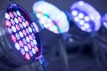 Colorful LED spots at a party, lighting Royalty Free Stock Photo