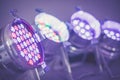 Colorful LED spots at a party, lighting Royalty Free Stock Photo