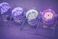 Colorful LED spots at a party, lighting Royalty Free Stock Photo