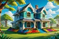 Colorful LEGO Blocks Construct a House: Vibrant Hues Meticulously Stacked, Sunlight Casting Playful Shadows
