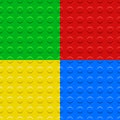 Colorful lego blocks plates seamless patterns set, vector