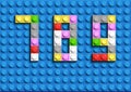 Colorful lego numbers 7,8,9from plastic building lego bricks. Colorful vector lego numbers . Black lego background