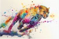 Colorful leopard running