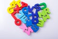 Colorful letter blocks shape heart Royalty Free Stock Photo