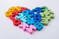 Colorful letter blocks shape heart Royalty Free Stock Photo