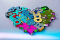 Colorful letter blocks shape heart Royalty Free Stock Photo