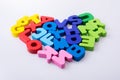 Colorful letter blocks shape heart Royalty Free Stock Photo