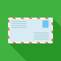 Colorful letter mail icon in modern flat style with long shadow. Vector