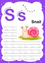 Colorful letter s Uppercase and Lowercase alphabet A-Z, Tracing and writing daily printable A4 practice worksheet with cute