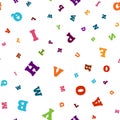 Colorful letter seamless pattern on white background