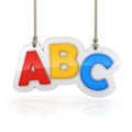 Colorful letters ABC hanging on white background Royalty Free Stock Photo