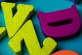 Colorful letters close-up photo top view, education for children concept