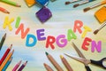 Colorful letters, school supplies, kindergarten