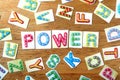Colorful letters spelled as power