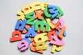 Colorful letters toys on a white background. Royalty Free Stock Photo