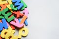 Colorful letters toys on a white background. Royalty Free Stock Photo