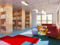 Colorful library in kitch styled school Royalty Free Stock Photo
