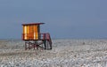 Colorful lifeguard house on empty winter beach Royalty Free Stock Photo